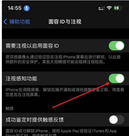 忻州苹果14维修网点分享iPhone14注视感知功能有什么用 