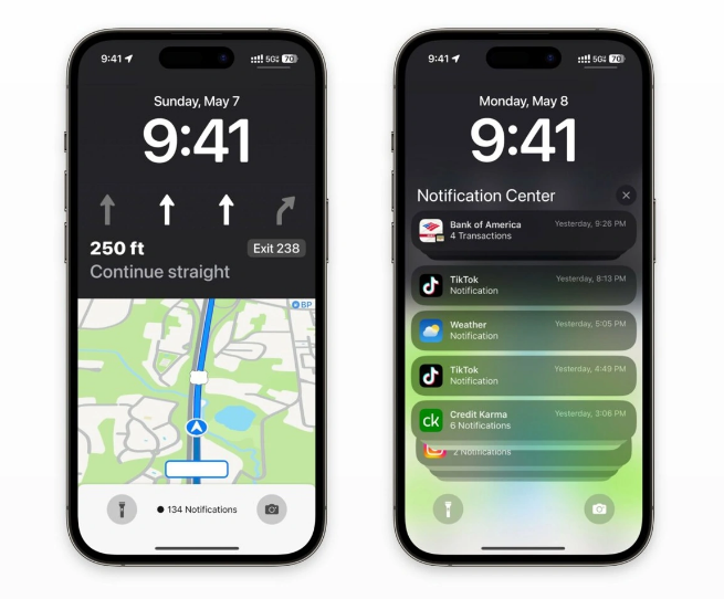 忻州苹果维修服务分享iOS17锁屏地图导航半屏显示长什么样 